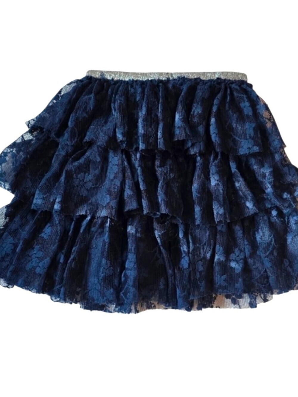 Pepco Japanese Brand navy blue lace skirt with silver trim - Picture 3 of 3